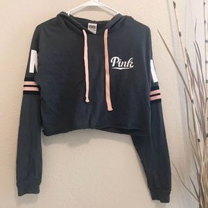 PINK Victoria's Secret Crop Top With Hood sz XS